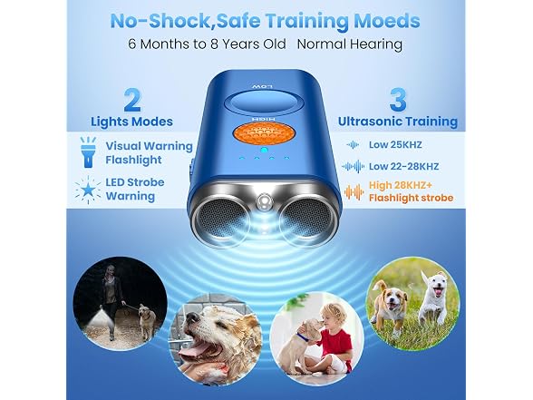 Dog Bark Deterrent Device, 3-in-1 Ultrasonic