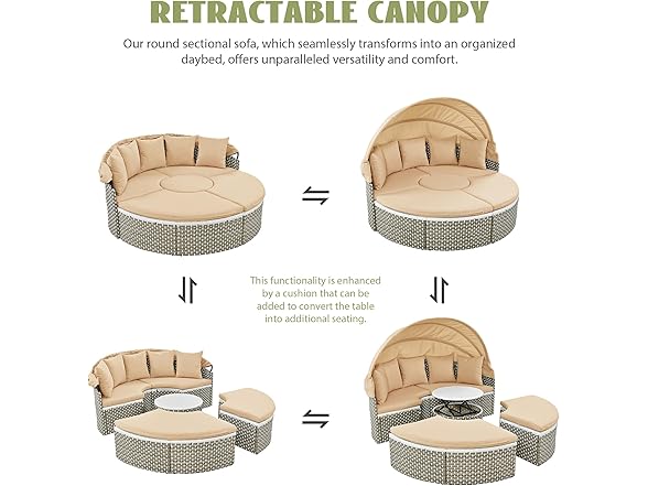 Merax Patio Furniture Round Outdoor Sectional Sofa Set