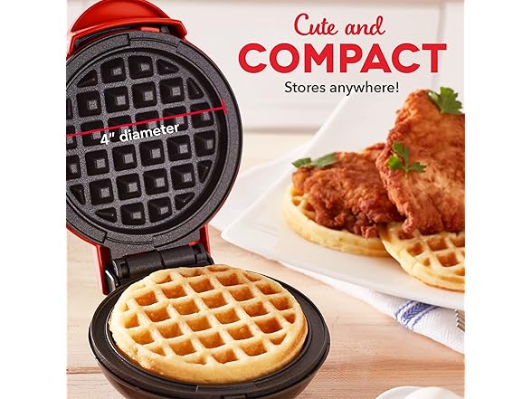 DASH Mini Waffle Maker (2 Pack) Red