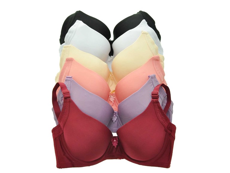 Angelina B290B_COLOR_6_38B 38B Wired Padded T-Shirt Bras with Wide Wings Assorted Colors Bras-BC Cup (6 Pack)