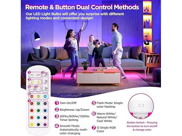 Rechargeable Battery Operated Light Bulb, 4 Pack