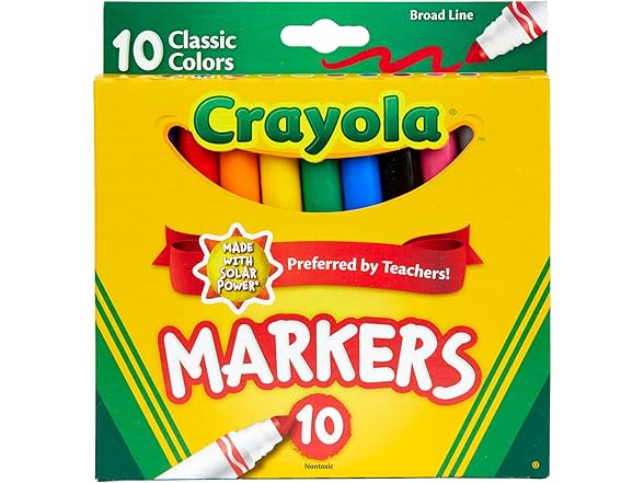 Crayola Broad Line Markers, Classic Colors 10 Count
