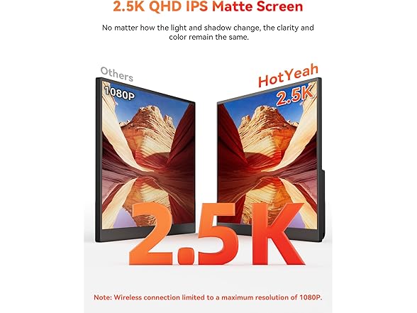 16" 2.5K Wireless Portable Monitor Battery-Powered