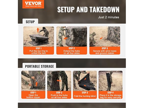Hunting Blind, 270° Ground Blind, 1-2 Person Pop