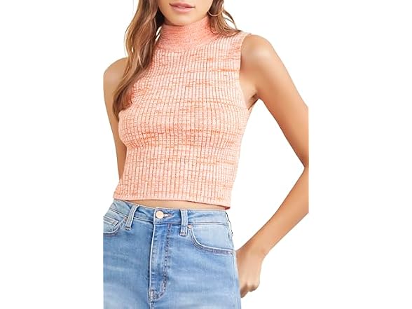Forever 21 (S) Marled Mock Neck Top Orange