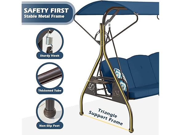 ZZW 800LBS Patio Swing with Canopy