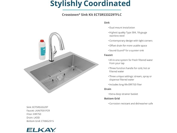 Elkay Crosstown 18 Gauge 33" x 22" x 9"