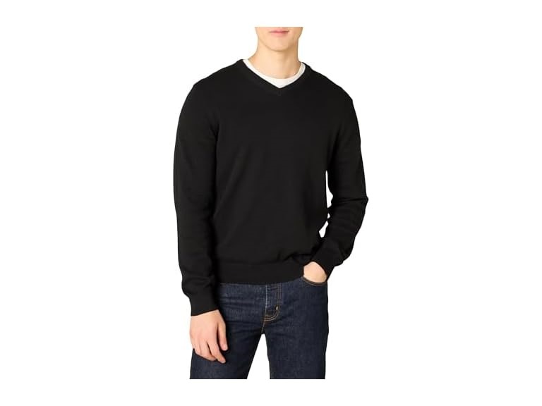 Amazon Essentials Men's V-Neck Pullover Sweater (Available in Big & Tall), Black, 4X-Large Big Tall