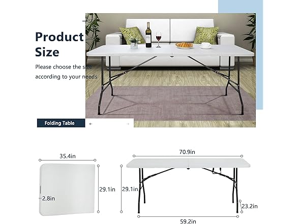 Haiput Wam Folding Tables, 6 Foot Folding Table wi