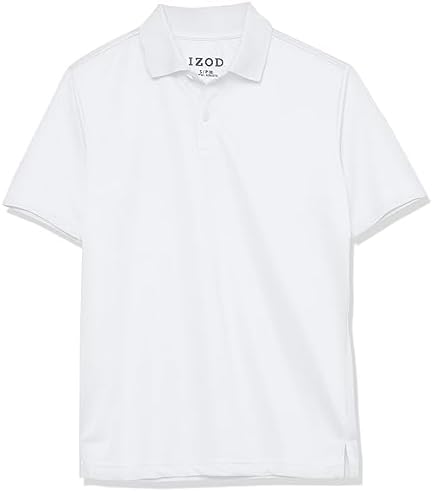 IZOD Boys School Uniform Performance Short Sleeve Solid Polo, White, 4