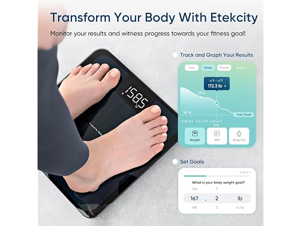 Etekcity Smart Scale Body Weight Fat BMI