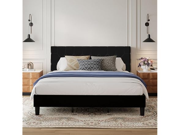 Avenco King Size Bed Frame, Upholstered Platform Bed Frame