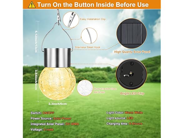 Bosceos 12Pack Hanging Outdoor Solar Lights