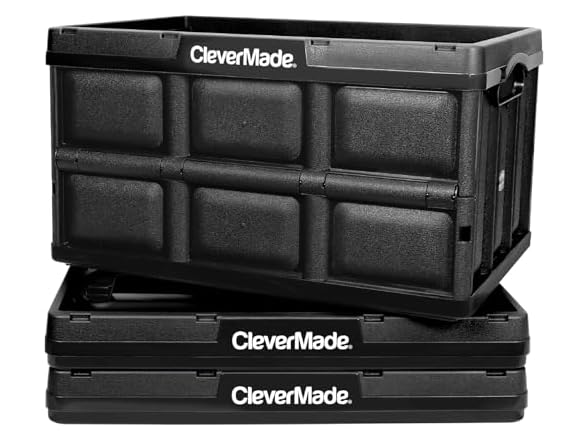 CleverMade Collapsible Storage Bins- Obsidian 3 PK 46L