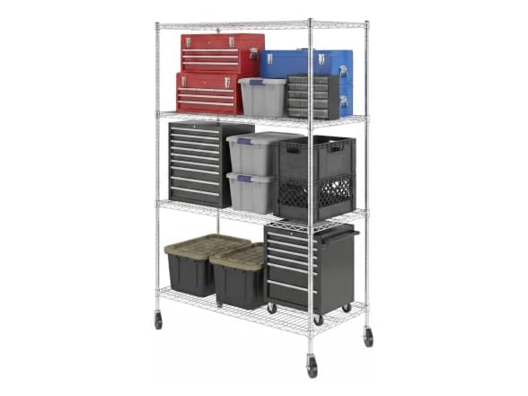 SafeRacks NSF 4-Tier Steel Wire Rack w/Wheels (24"x48"x72")