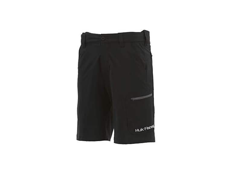 Huk Men's Standard Next Level Quick-Drying Performance Fishing Shorts, Black-10.5", X-Large
