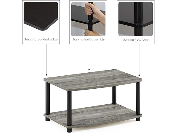 Furinno 2-Tier TV Stand Grey/Black