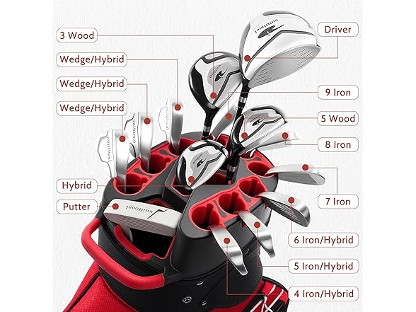 UNIHIMAL BC6275260307559 Red Golf Cart Bag Pro