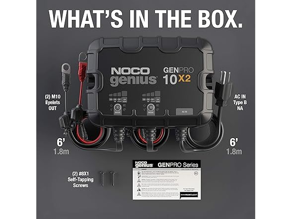 thumbnail image 2 of NOCO Genius GENPRO10X2 2-Bank 20A Onboard Marine Battery Charger - 12V, 10A Per Bank, For Lead-Acid & Lithium 2 of 6