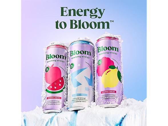 12PK Bloom Nutrition Sparkling Energy Drink - Glacier Crush