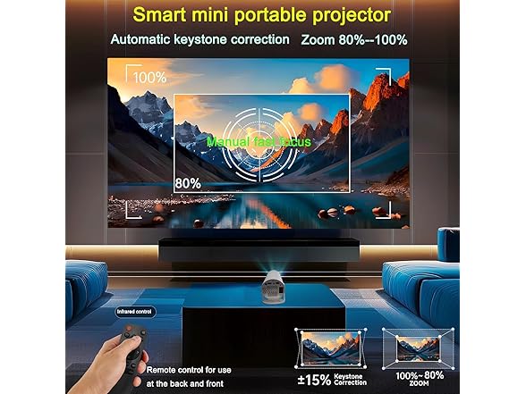 4K Mini Projector With WiFi6/BT