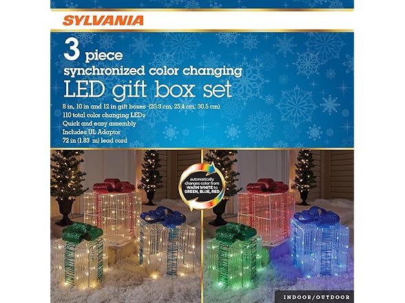 SYLVANIA 3 Piece LED Color Changing Gift Boxes