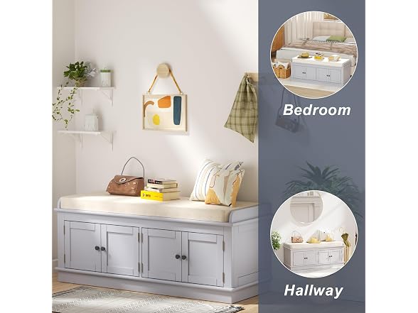 MODCART Storage Bench 4 Doors Gray