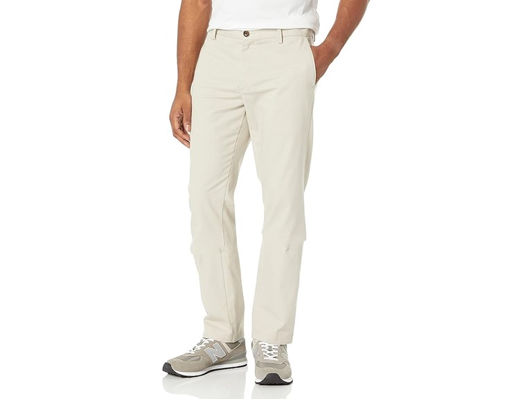 Amazon Essentials Men's Slim-Fit Wrinkle-Resistant Flat-Front Chino Pant, Stone, 34W x 34L
