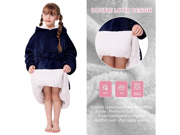 yescool Wearable Blanket Kids Hoodie