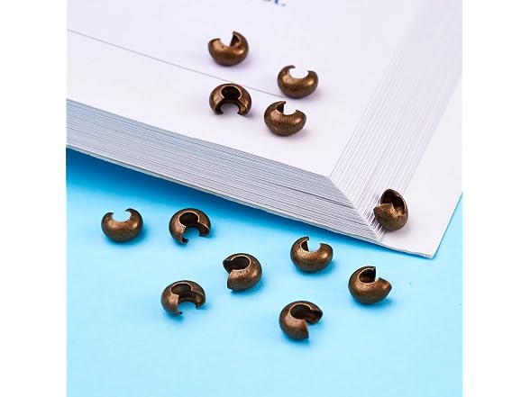 Pandahall 200pcs Brass Crimp Beads Covers 4mm