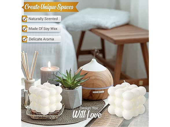 White Aesthetic Bubble Candle 10-Pack