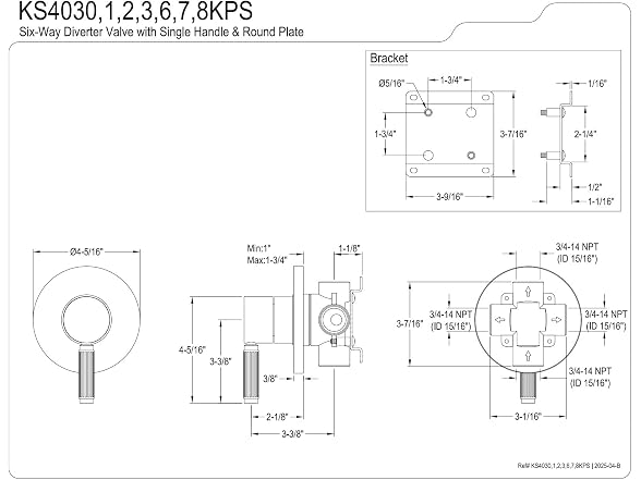 Kingston Brass Kingston KS4032KPS Six-Way Diverter