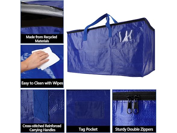 10 Pack Waterproof Moving Storage Bags, 100 lbs 95L
