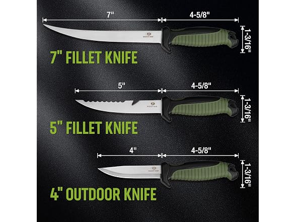 Mossy Oak 3PC Fillet Knife Set Green
