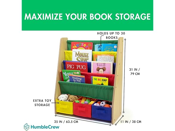 Humble Crew 4-Tier Kids Bookshelf 3 Bins