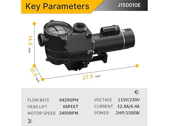 IVY&LANE 2.0hp 115V/230V| J150010E Inground Pool Pump