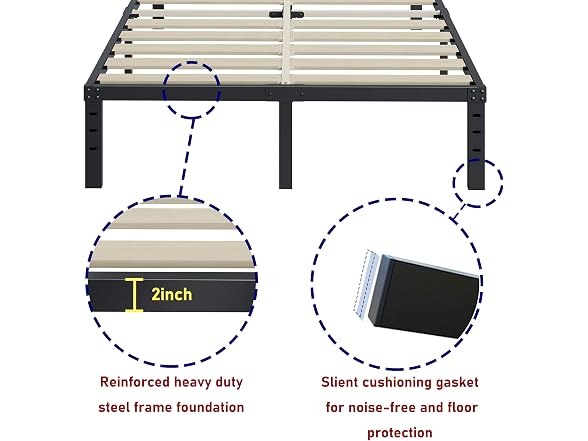 ZIYOO California King Bed Frame 14 inches Tall