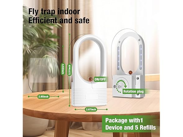 Fruit Fly Traps for Indoors, Plug in (1 Device + 5 Refills)