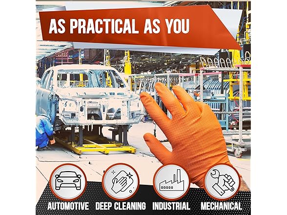 Orange Nitrile Gloves 8Mil XXL 100Ct