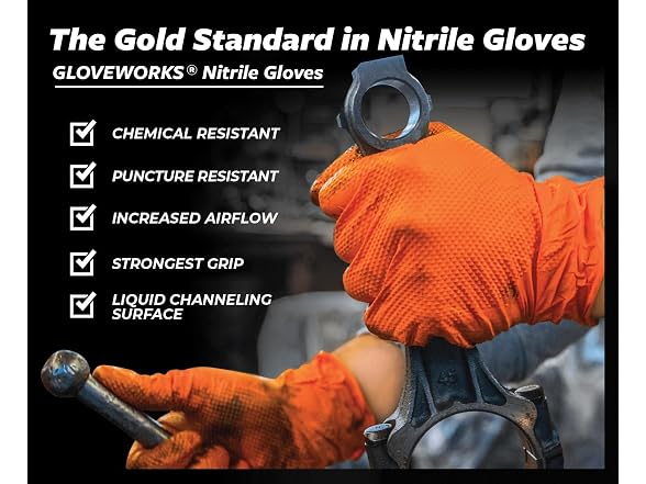 GLOVEWORKS 8 Mil Orange Nitrile Industrial Gloves