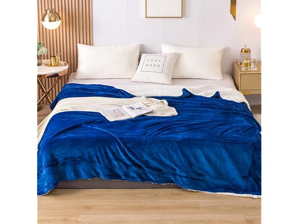 Warm Sherpa Flannel Bed Blankets for King