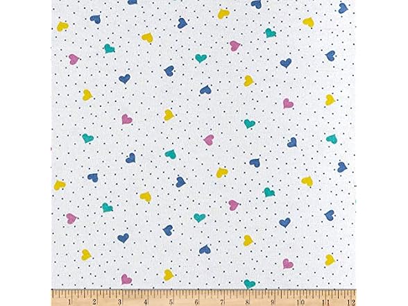 Comfy Flannel Hearts White/Multi, Fabric by