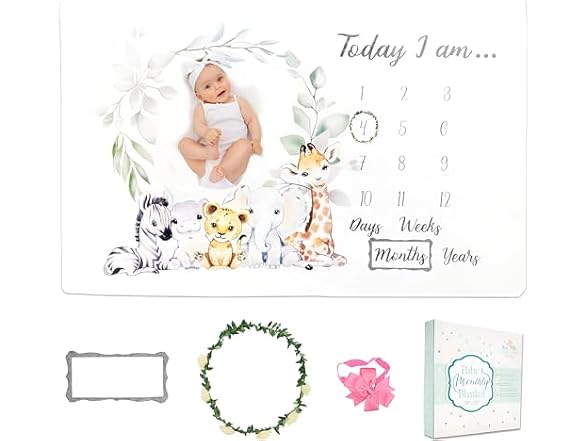 Safari Baby Milestone Blanket