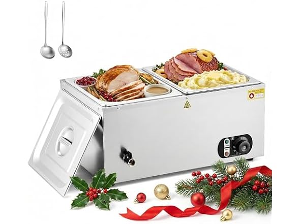 WILPREP Two 1/2 Pans Commercial Food Warmer