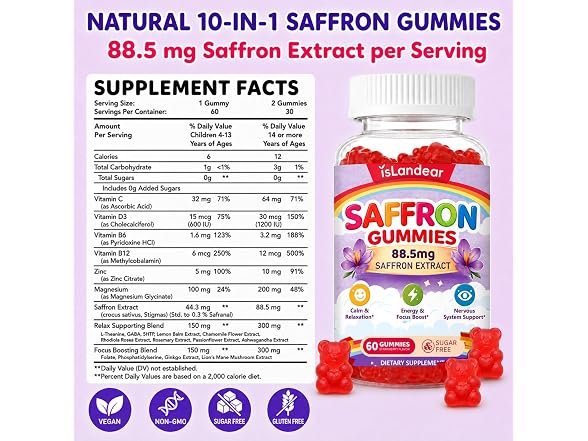Saffron Gummies for Kids & Adults
