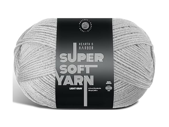 Hearth & Harbor Acrylic Yarn 370 yards Lt Grey