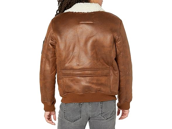 Levis Mens Faux Leather Aviator Bomber