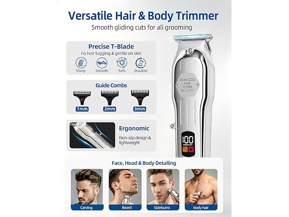 KIKIDO Cordless Hair Clipper Kit, 20pc