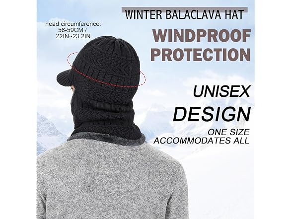 Tagvo Unisex (OS) Winter Knitted Balaclava Fleece
