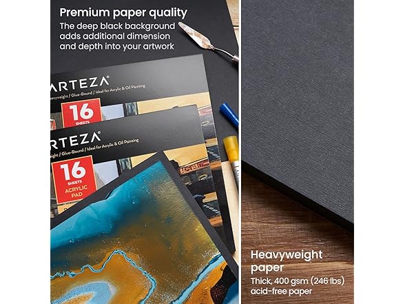 ARTEZA 2-pk Acrylic Paper Pad, 6 x 6 Inches